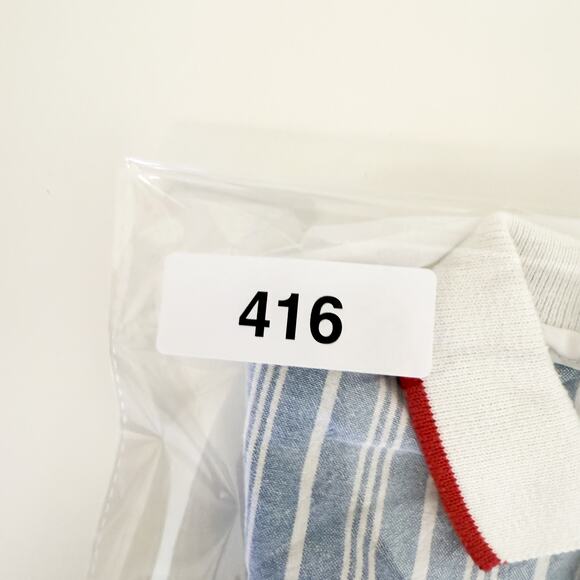 Vintage 90s Paul Scott Button Up Stripe Blue Polo Shirt Boys - 4 4T - Picture 9 of 9